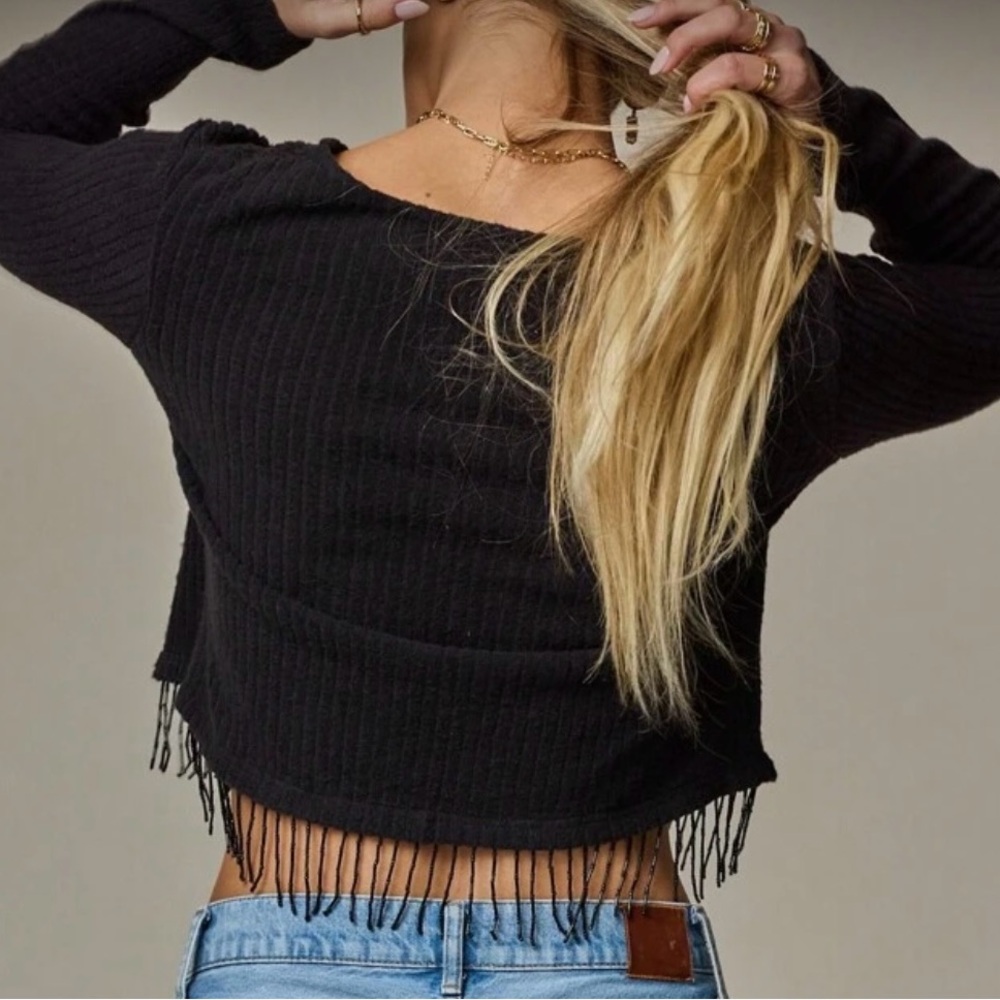 Black Fringe Cardigan - Picture 2 of 10